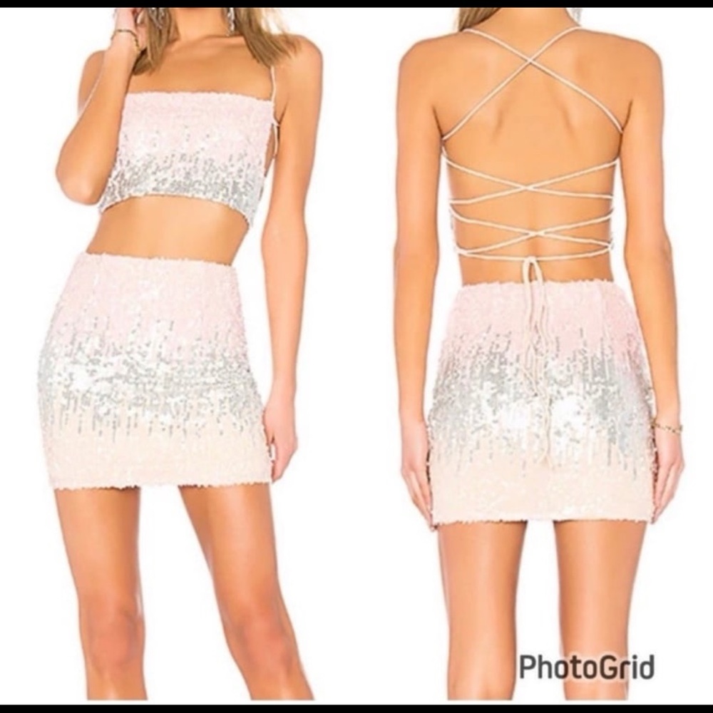 Superdown Pink and Silver Sequin Ensemble